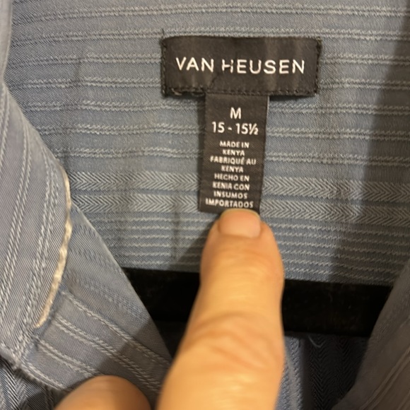 Van Heusen Short Sleeve Blue Ribbed Shirt - Picture 5 of 5